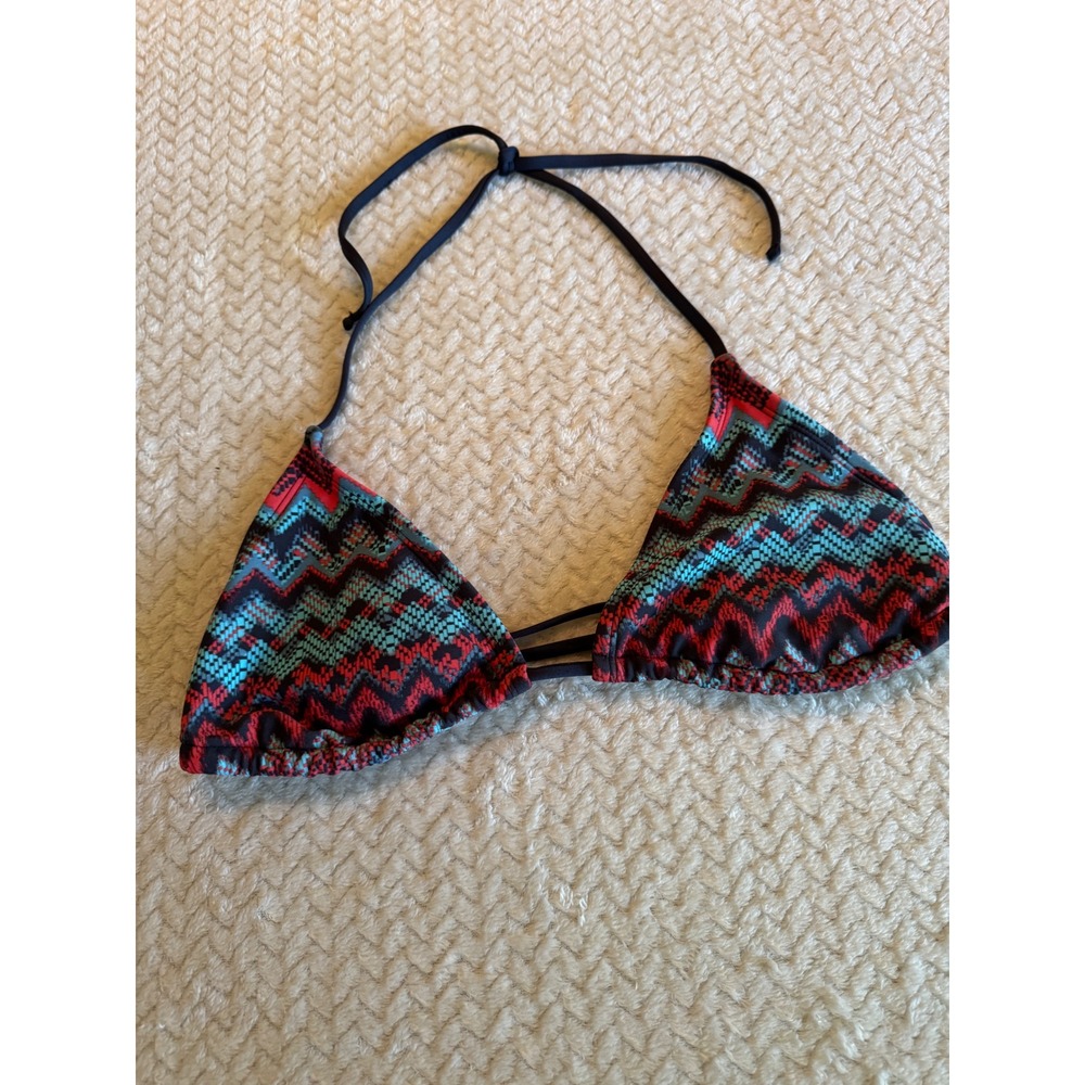 Mossimo Women Red Teal Chevron Geometric Triangle Bikini Top Small